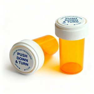Frascos de Plástico con Tapa Reversible a Prueba de Niños, 8dr 13dr, PP Ámbar/Negro, <span class=keywords><strong>para</strong></span> Almacenamiento de Píldoras y Medicamentos con Receta - Product Image 3