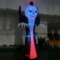 Citrouille gonflable géante pour Halloween, publicité personnalisée pour les fêtes avec lumières LED et design fantôme effrayant