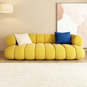 modern upholstered 3 seater lounge settee sofas for home furniture living room modern Nordic style yellow velvet sofa