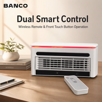 Chauffage portable BANCO en céramique PTC avec mode ventilateur, télécommande et lumière d'ambiance pour bureau et espace de travail