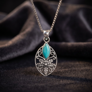 Handmade Wholesale Rhodium Plated 92.5 Sterling Silver Turquoise Pendant Jewelry Unisex Wedding Party Gifts Cheap Price NSJP-263 - Product Image 2