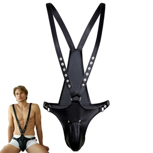 SM Sex Toys กางเกงผู้ชายสายคล้องไหล่, กางเกงหนังวัวบริสุทธิ์การฝึกอบรมทาสของเล่นผู้ใหญ่ - Product Image 2