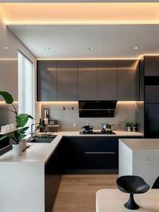 Cuisine de cuisine Armoire intelligente avec porte prête à l'emploi Cuisine modulaire avec îlot - Product Image 6