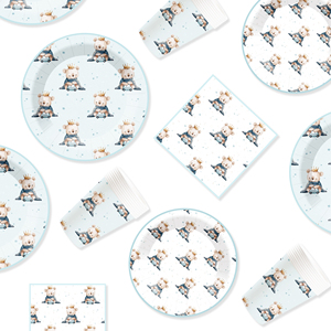 Juego de Vajilla para Fiesta de Revelación de Género con Temática de Osos DAMAI, Decoración de Osos en Acuarela para Baby Shower - Product Image 6