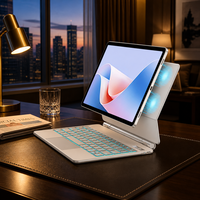 Ultra İnce RGB Arkadan Aydınlatmalı Dokunmatik Yüzeyli Klavye, Manyetik Emişli Dokunmatik Yüzeyli Klavye ile Huawei MatePad 11.5S ile Uyumlu