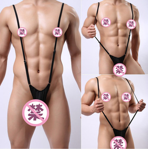 Sous-vêtements sexy pour hommes, string taille basse, noir, en spandex et nylon, respirant, couleur unie, tricoté, extensible - Product Image 4