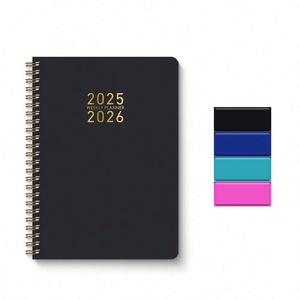 Carnet à couverture rigide personnalisable 2026 A5 – Agenda quotidien et hebdomadaire à spirale - Product Image 1