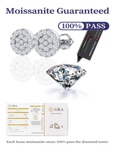 Atacado Brincos de Tarraxa Luxuosos Redondos Banhados a Ouro Branco de Prata Esterlina 925 com Moissanite Diamante VVS Congelado para Mulheres e Homens - Product Image 5