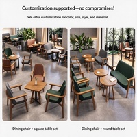 Ensemble de canapé et table avec chaises en bois massif à fixation murale, style chinois classique, mobilier commercial pour restaurant/café