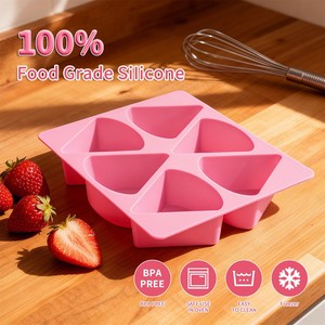 Không Dính BPA Cấp Thực Phẩm Miễn Phí Mới 6 Lỗ Ngành Hình Dạng Bánh Nướng Khuôn Sáng Tạo Tam Giác Hình Silicone Xà Phòng Làm Khuôn - Product Image 6