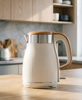 Bouilloire électrique vintage sans fil en acier inoxydable 1,8 L, 1000-1800W, base rotative à 360°, arrêt automatique, grande capacité
