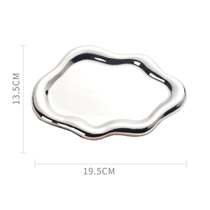 <strong>Wholesale</strong> Electroplated <strong>Silver</strong> White Photography Props Jewelry Storage Display Ceramic <strong>Tray</strong>