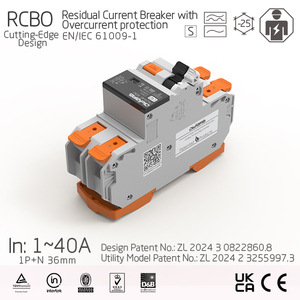 Disjoncteur différentiel 2P 36mm RCBO 40A avec protection contre les surintensités, en cuivre et plastique, industriel, IEC EN61009-1 pour CAS - Product Image 5