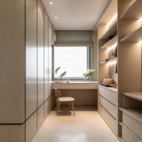 Armoires penderies avec portes miroir, placards en bois avec coiffeuse, armoires modernes sur mesure avec espace de rangement pour vêtements