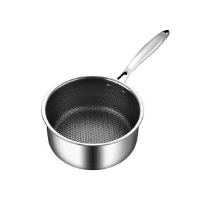 TRIPLY panci Stainless Steel 3 quart, panci kaserol 16 18cm dengan penutup kaca sarang lebah pegangan tunggal