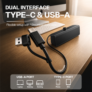 ลำโพงคอมพิวเตอร์สเตอริโอแบบตั้งโต๊ะสำหรับสำนักงาน พร้อมซาวด์บาร์ USB C/A, ซาวด์บาร์ขนาดเล็กแบบเสียบใช้งานได้ทันทีสำหรับพีซี แล็ปท็อป และการทำงาน - Product Image 2