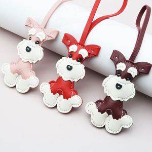 Pendentif porte-clés chien Schnauzer en cuir PU vintage, mignon chiot avec sangle de suspension pour sacs et clés - Product Image 4