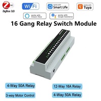 Module de commutation relais intelligent Tuya Wifi Zigbee 16 voies, module de contrôle d'appareils à distance, 110-240V, compatible Alexa Google Home