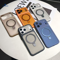 Coque de téléphone personnalisée en PC mat translucide avec logo, support magnétique antidérapant en TPU, antichoc pour iPhone 17, 16, 15, 13 Pro