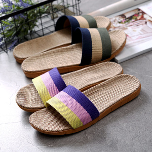 Sandalias de Verano para Parejas, de Algodón y Lino, con Estampado Moderno, Antideslizantes, de Suela Gruesa, Colores Dulces, para Uso en Interiores - Product Image 1