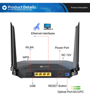 Xpon Dual Band ONT WiFi 6 yönlendirici FTTH 2.4G/5G USB3.0 5GHz 4 GE portları AC1200 antenler Gpon Dualband frekans SC konnektör tipi