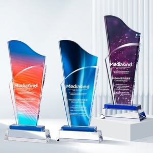 カスタマイズ可能クリスタルトロフィーカラフル優等式優秀従業員個人メダル彫刻ガラス認証会社デザイン - Product Image 3