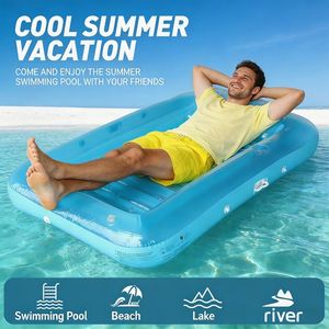 Lit flottant gonflable double pour l'été, pour piscine et <span class=keywords><strong>plage</strong></span>, chaise longue épaissie pour loisirs en extérieur - Product Image 2