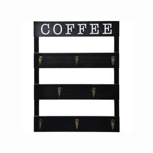 Support mural moderne en bois massif écologique pour tasses à café, 8 crochets, pour cuisine, bar à café, grandes tasses - Product Image 1