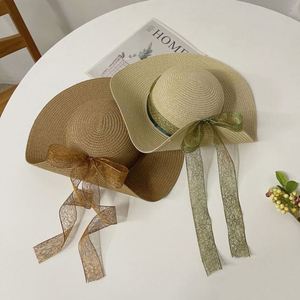 Low Moq Handmade Large Bowknot Ribbon Straw <b>Hat</b> <b>Bag</b> Set Large Brim Beach Vacation Sun <b>Hat</b> for Women - Product Image 4