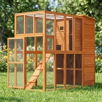 GreenGrow Classic Maison pour chat d'extérieur en bois massif, respirante, de forme carrée, grande, avec cage en bois, mobilier pour animaux de compagnie haut de gamme, en promotion