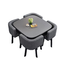Ensemble de tables et de chaises en bois de luxe moderne, meubles de salon, petite table à manger ronde en marbre et en bois, ensemble de 4 chaises