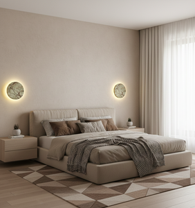 侘び寂びLEDウォールスコンス リビングルーム ホテル ナチュラルグリーンマーブル ラウンドフィクスチャ ミニマリストアート雰囲気 CYBELEウォールスコンス - Product Image 2