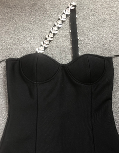 SB3533 nuovo Design nappa nero fasciante abito con cristallo per Night club feste abiti di lusso donna elegante - Product Image 6