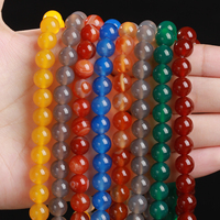 JD GEMS Agate rouge naturelle Onyx noir Agate indienne perles rondes en vrac perles en pierre naturelle idéale pour la fabrication de bijoux à bricoler soi-même