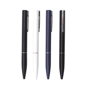 Stock Metal Pen Prpmotional Simple Metal Ball Custom Logo Pens Ballpoint Matte Black Pens