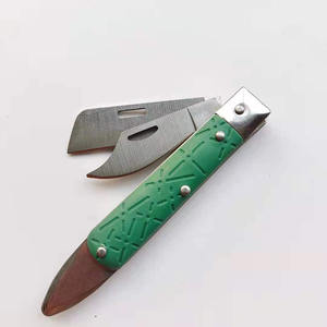 Cuchillo de injerto plegable Evergreen de acero inoxidable de 80 mm con hoja recta y mango antideslizante verde, herramienta de jardín - Product Image 3