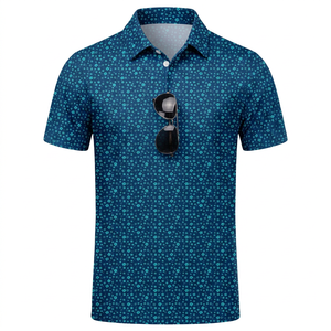 Vêtements de golf pour hommes, imprimé animal, respirant, léger, sans couture, en spandex/polyester, polo à manches courtes avec fonction de séchage rapide - Product Image 1