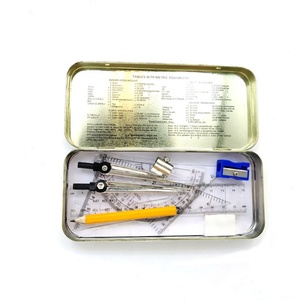 Compas professionnel en métal, diviseur et kit de 9 instruments de géométrie pour la rentrée scolaire des enfants, en boîte métallique - Product Image 3