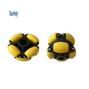 Preço de Fábrica Roda <span class=keywords><strong>Omni</strong></span> de Borracha Amarela de 50KG de Carga Morta Estável de 70mm para Robô de Transporte - Product Image 1