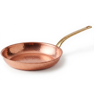 Handmade Copper Frying <b>Pan</b> With Hammered Finish Aluminum Alloy <b>Handle</b> No Coating For Home Hotel And Induction Stoves Use - Product Image 1