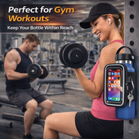 Porte-bouteille d'eau magnétique pour la gym avec poche pour téléphone, aimants puissants, manchon en néoprène imperméable pour équipement de fitness