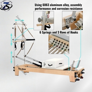 Reformer de Pilates portable haut de gamme et durable avec demi-tourneuse, en bois d'érable de qualité FAS, ressorts allemands, pour studio de luxe et bienfaits pour la santé - Product Image 2