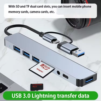 Nouvelle station d'accueil USB-C 8-en-1 OEM avec lecteur de cartes TF/SD, répartiteur PD et hub USB 3.0 pour ordinateur portable – Nouveau design en boîte