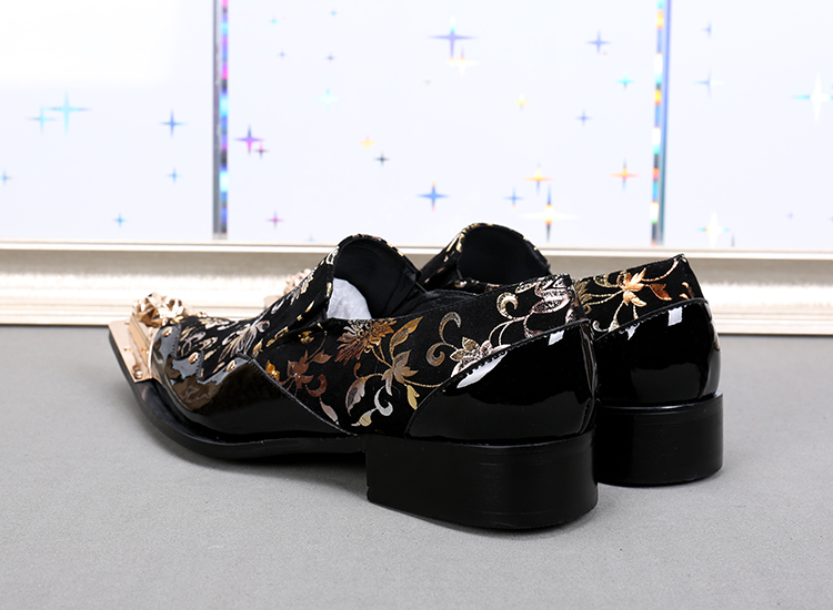 Na051 Black Gold Design Mens Dress Shoes - Formal & Stylish