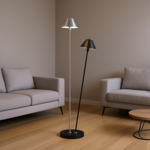 Lampe sur pied LED double G9 noir mat argenté 47,5 pouces, design moderne pour éclairage intérieur - Product Image 2