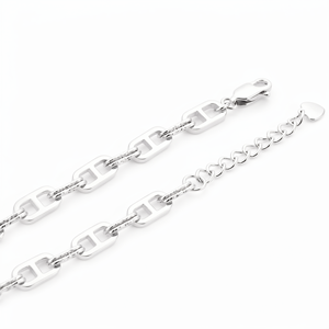 Chaîne de poignet massive et épaisse en platine Pt950 blanche, à maillons entrelacés, unisexe, pour usage quotidien et style urbain, ornement robuste en platine, cadeau - Product Image 3