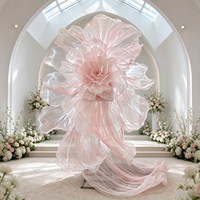 Bunga Organza Pink Raksasa Y-090 dengan Ekor Panjang untuk Dekorasi Latar Belakang Pernikahan, Pintu Masuk Upacara & Photo Booth