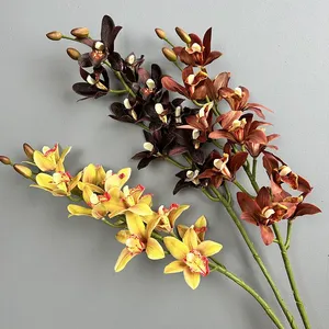 Orchidées artificielles à 11 têtes, toucher réel, pour décorations de remise de diplôme, de Noël et du Nouvel An chinois - Product Image 1
