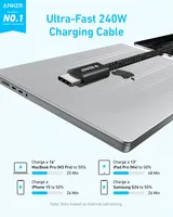 Câble de charge rapide USB-C tressé Anker Zolo 240W 1,5M avec connecteur fin anti-salissures pour iPhone 16 Series et MacBook USB Type-C