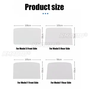 2 Cortinas Parasol para Techo Solar de Tesla Model 3/Y, Aislamiento Térmico para Techo de Coche, Adsorción Electrostática, Protector Solar para Claraboya - Product Image 6